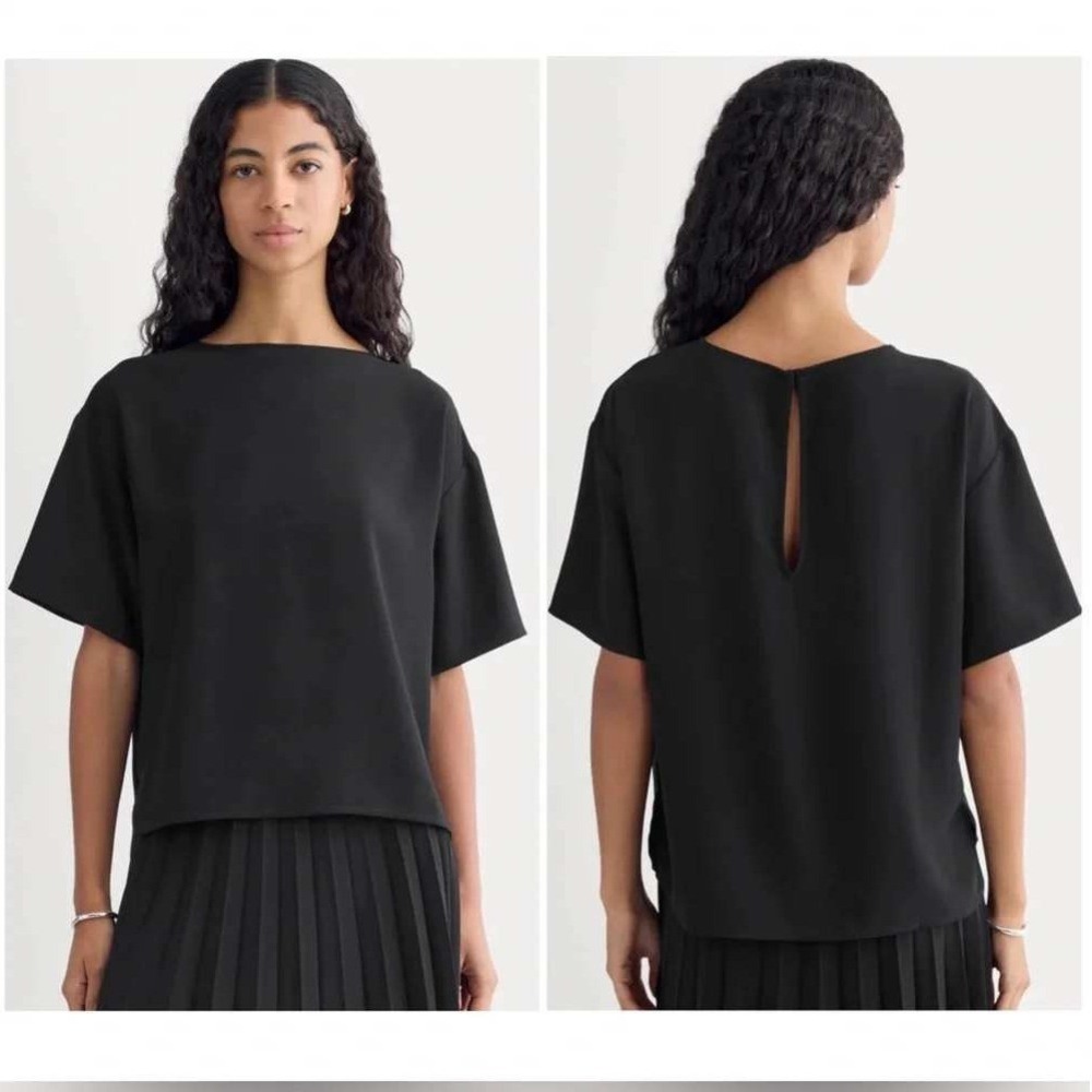 Everlane The Japanese GoWeave Swing Tee‎ Top Blouse Black Short Sleeve - 4